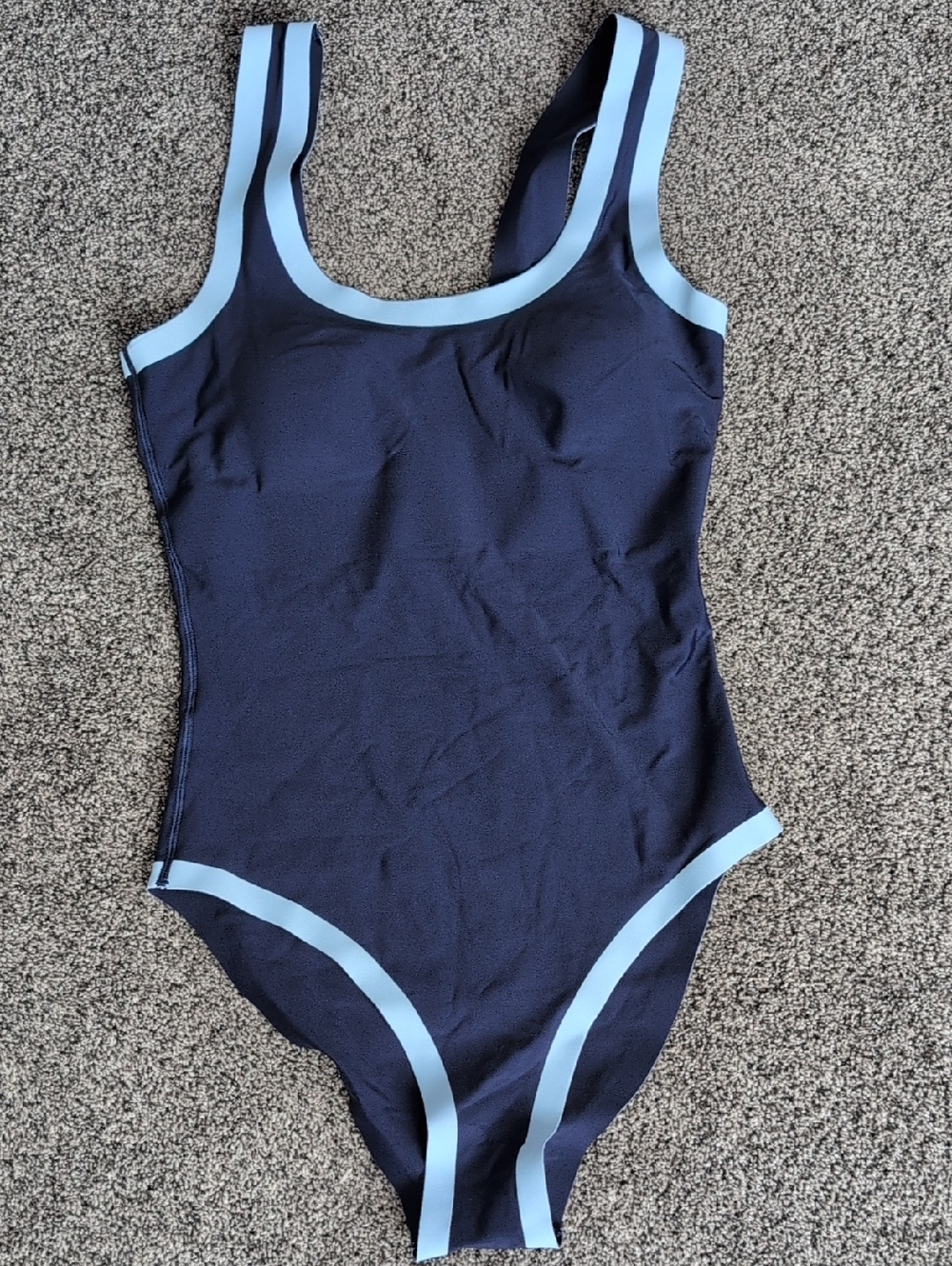 Cupshe Navy Blue One-Piece Swimsuit with Light Blue Trim Size Small